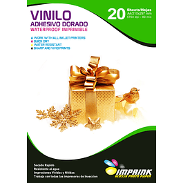 Vinilo Adhesivo Dorado Metalico Imprimible A4/20hojas