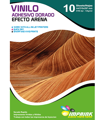 Vinilo Adhesivo Dorado Efecto Arena A4/10 hojas