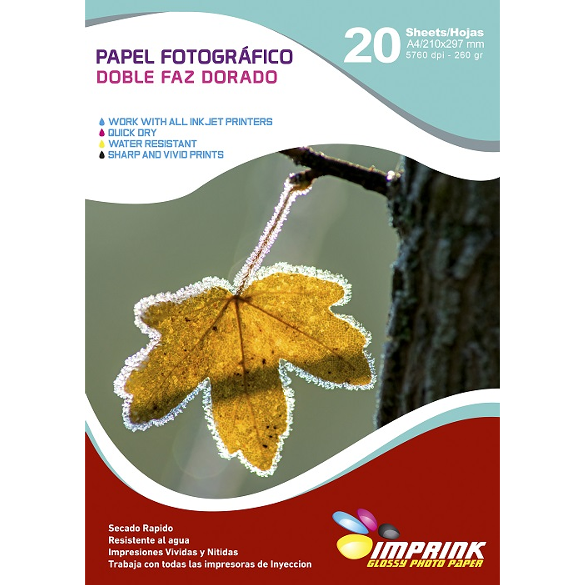 Papel Fotografico Doble Faz Dorado A4260gr20 Hojas 6359