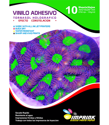 Vinilo Tornasol Adhesivo Holografico Efecto Constelacion  A4/10 hojas
