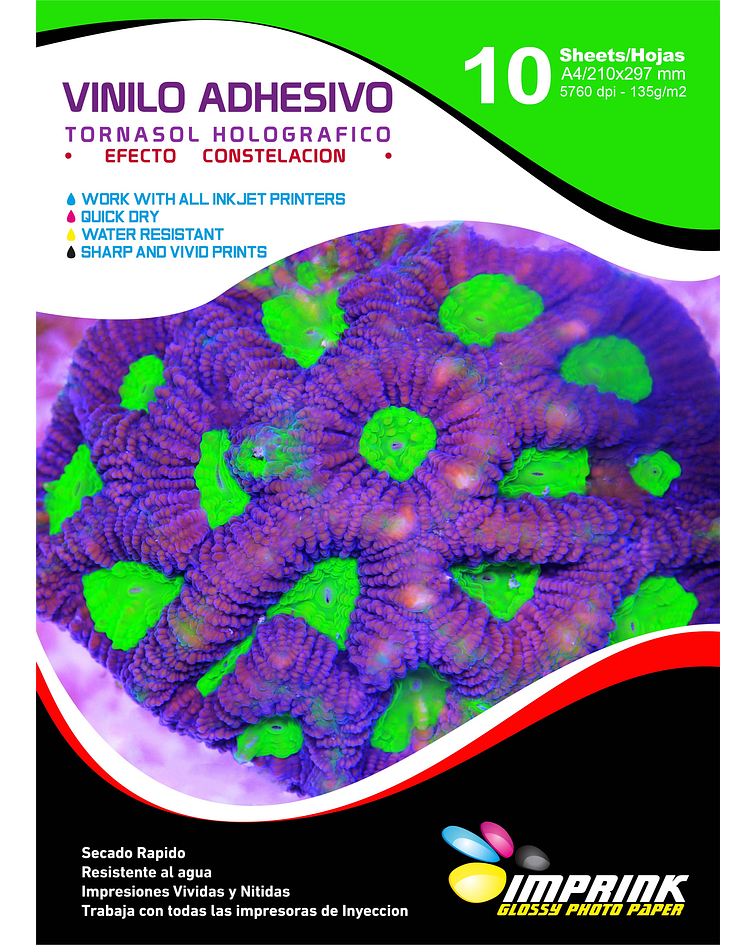 Vinilo Tornasol Adhesivo Holografico Efecto Constelacion  A4/10 hojas
