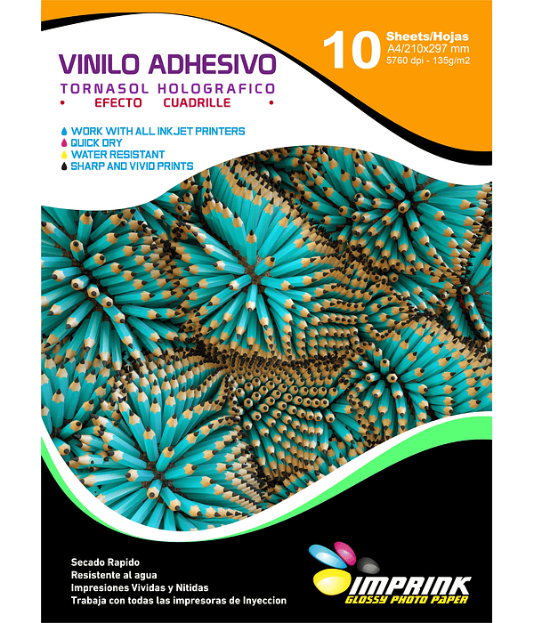 Vinilo Tornasol Adhesivo Holografico Efecto Cuadrille  A4/10 hojas