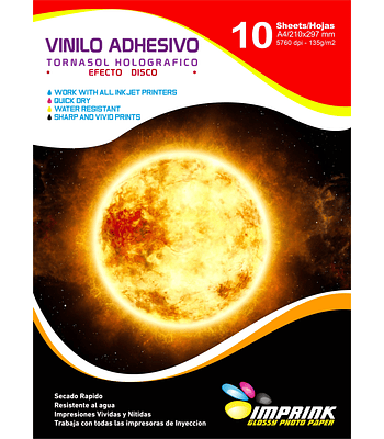 Vinilo Tornasol Adhesivo Holografico Efecto Disco  A4/10 hojas