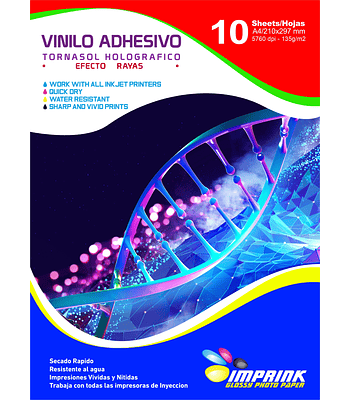Vinilo Tornasol Adhesivo Holografico Efecto Rayas  A4/10 hojas