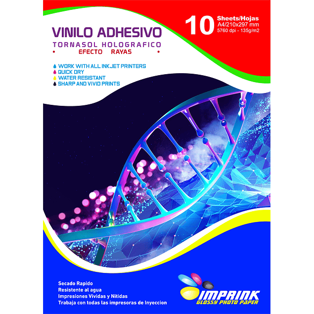 Vinilo Tornasol Adhesivo Holografico Efecto Rayas  A4/10 hojas