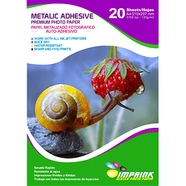 Papel Fotografico METALIZADO Premium ADHESIVO A4 de 130gr/20 hojas 