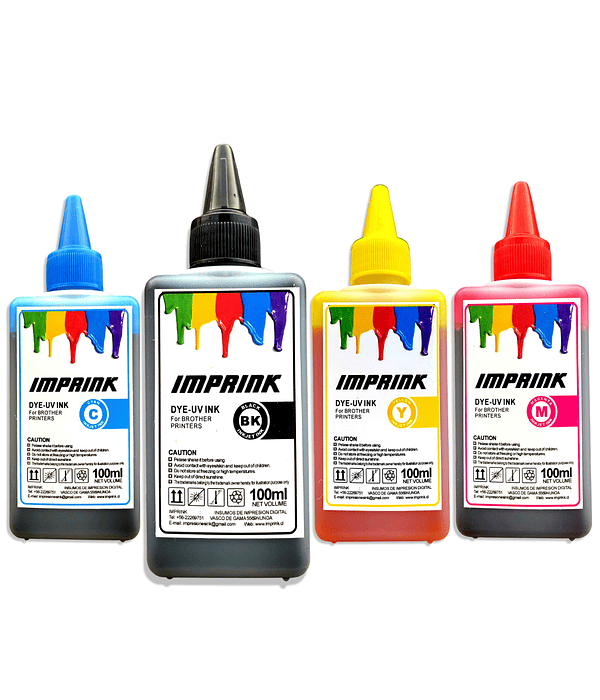 Tinta Dye Uv Para Todas Impresoras Brother 4 x 100ml Imprink (400ml en total)