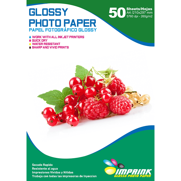 Papel Fotografico Glossy Brillante A4 De 260gr/50 Hojas