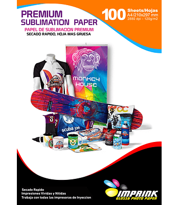 Papel Para Sublimacion Premium  MAS GRUESO A4/120g Resma  De 100 Hojas  Secado Rápido 