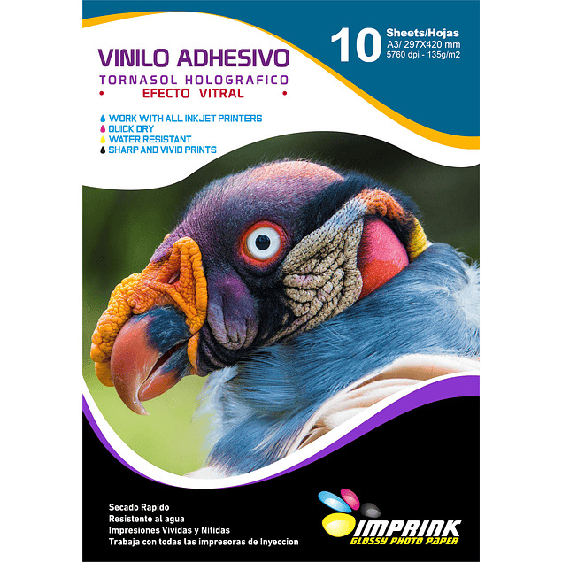 Vinilo Tornasol Adhesivo Holografico Efecto Vitral  A3/10 hojas