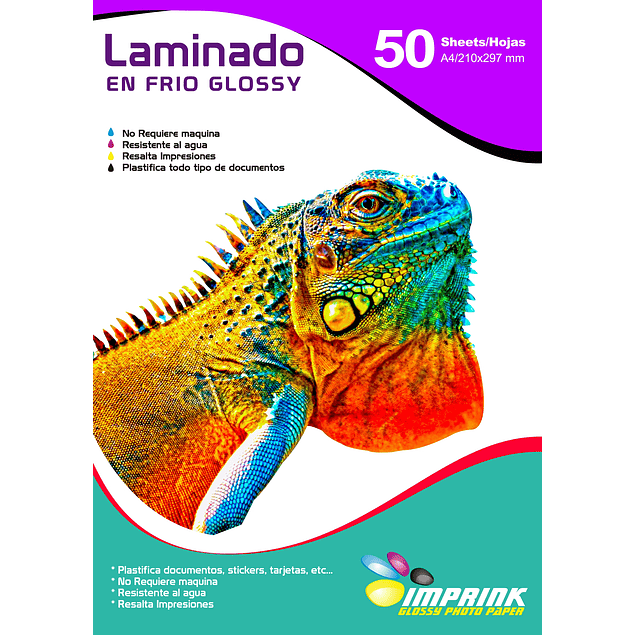 Laminado en Frio Transparente Glossy A4/50 Hojas