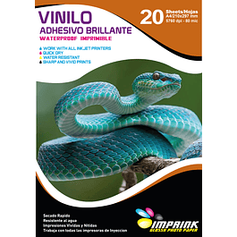 Vinilo Adhesivo Blanco Imprimible A4/20 Hojas Imprink