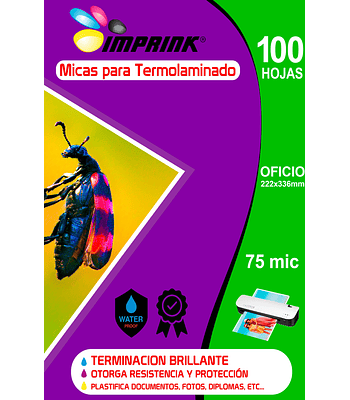 100 Micas Termolaminadora Plastificadora Oficio 75mic para Laminado