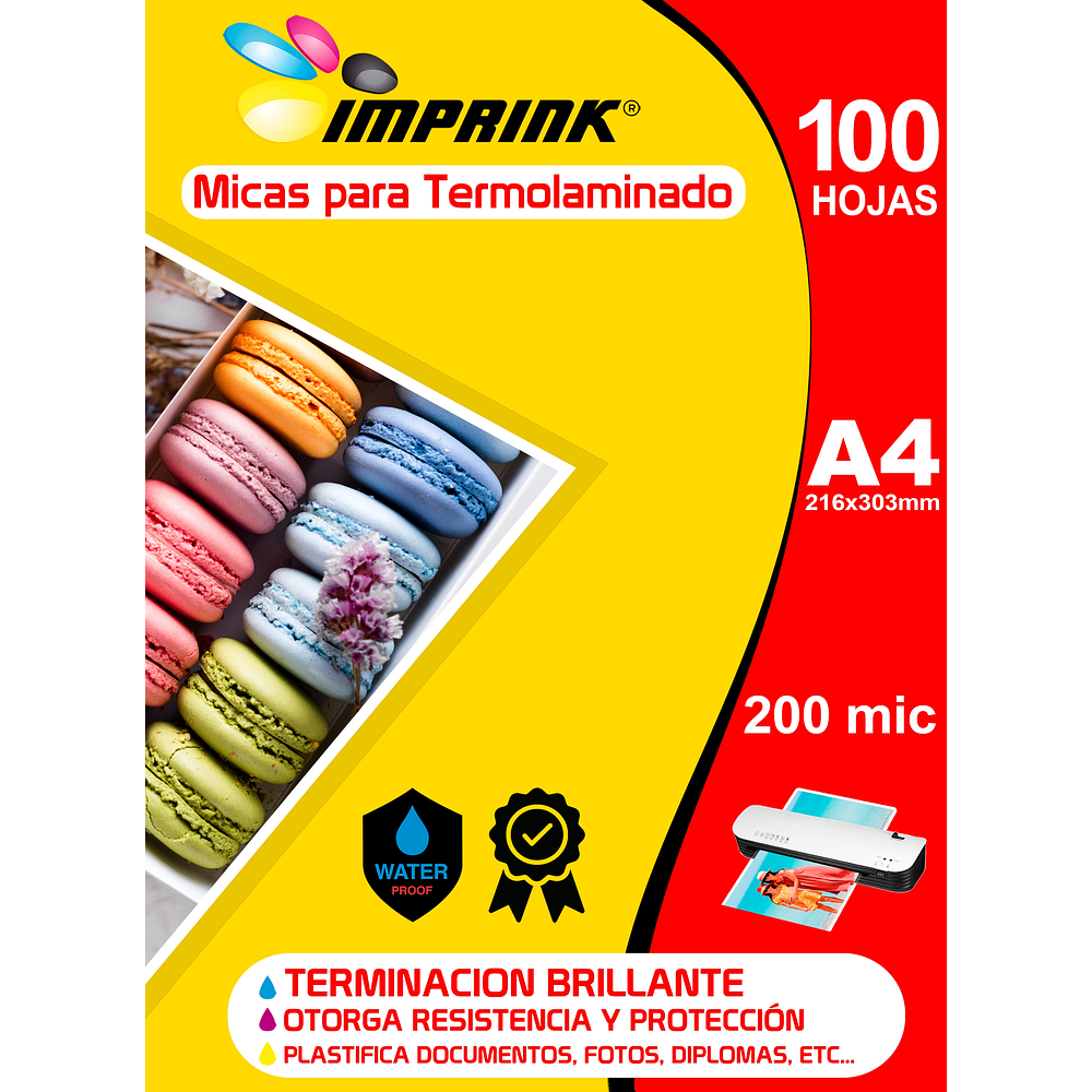 100 Micas Para Termolaminadora Plastificadora tamaño A4 200 MICRONES   para Laminado