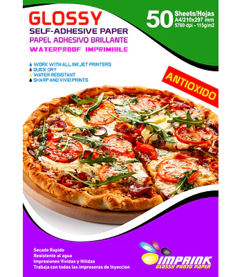  Papel Adhesivo Fotografico Brillante Antioxido A4/115g/50 Hojas
