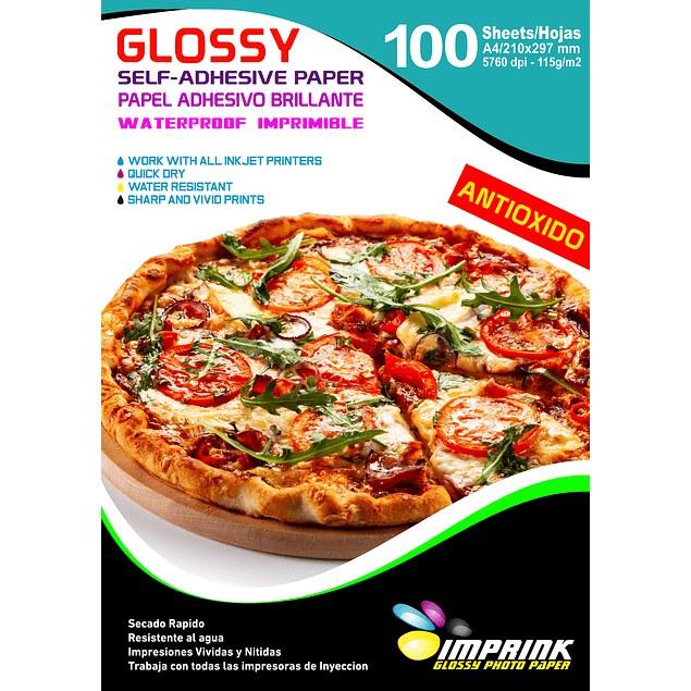 OFERTA !!! Papel Adhesivo Fotografico Brillante Antioxido A4/115g/100 Hojas