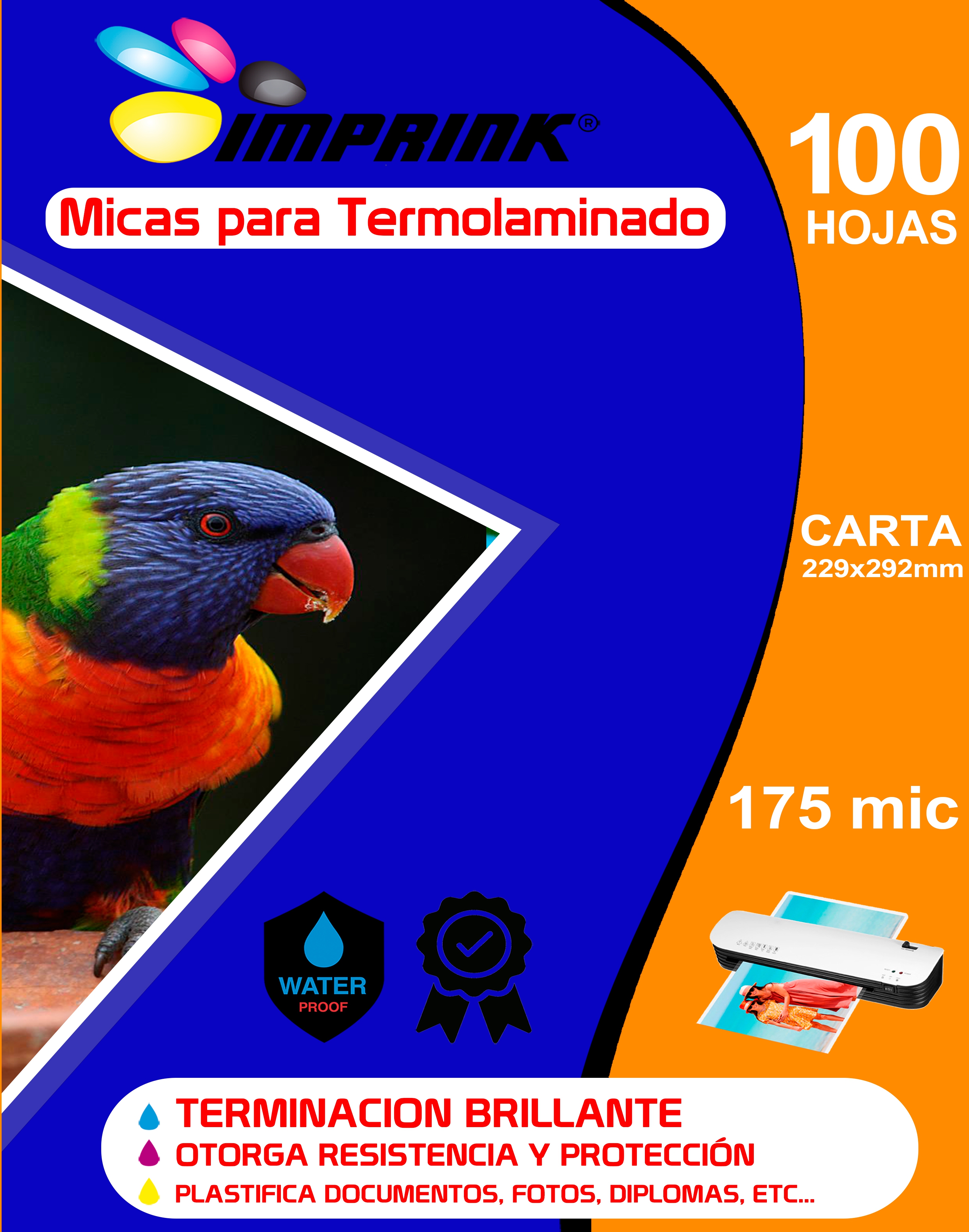 100 Micas Para Termolaminadora Plastificadora tamaño Carta 175 MICRONES para Laminado