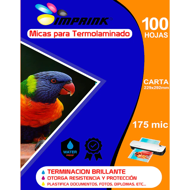 100 Micas Para Termolaminadora Plastificadora tamaño Carta  175 MICRONES   para Laminado