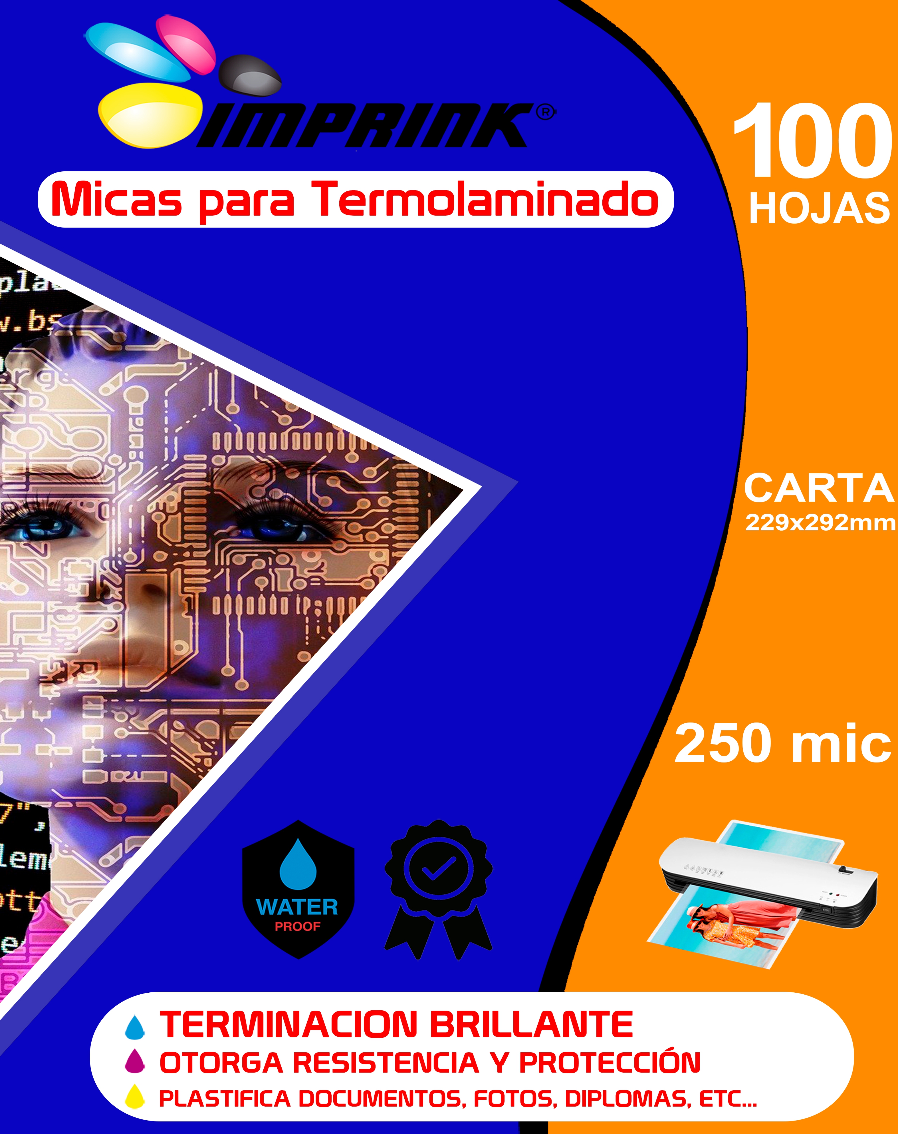 100 Micas Para Termolaminadora Plastificadora tamaño Carta 250 MICRONES para Laminado
