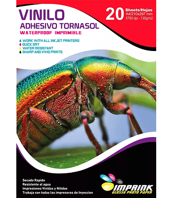 Vinilo Adhesivo Tornasol Holografico Imprimible A4/20hojas