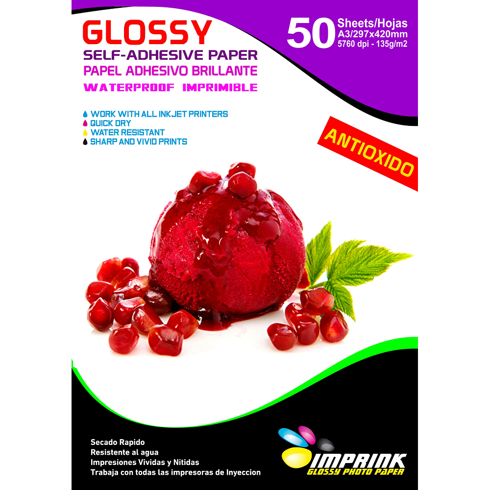 Papel Adhesivo Glossy A3/135g 50 Hojas
