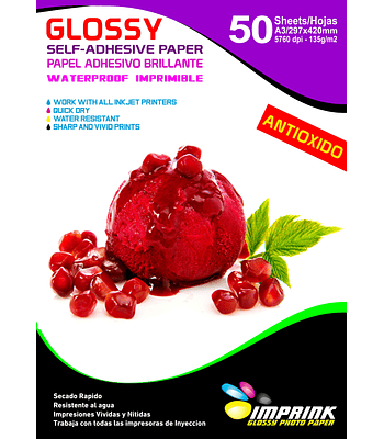 Papel Adhesivo Glossy A3/135g 50 Hojas