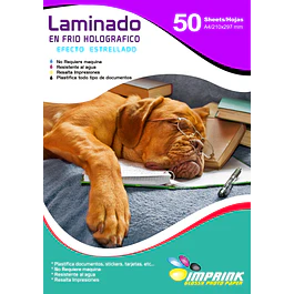 Laminado en Frio Transparente Holografico Efecto Estrellado A4/50 Hojas