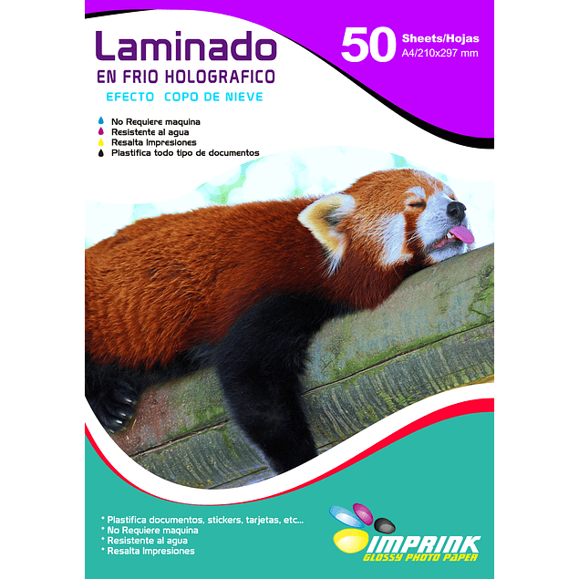 Laminado en Frio Transparente Holografico Efecto copo de nieve A4/50 Hojas