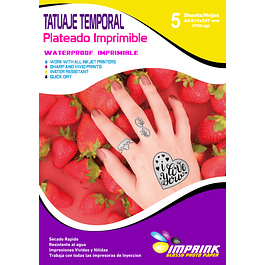 Tatuaje Temporal Imprimible EFECTO PLATEADO A4/5 Hojas