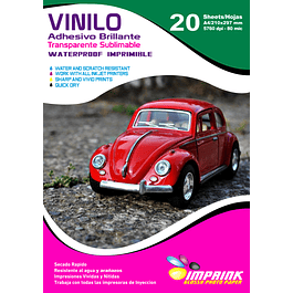 Vinilo SUBLIMABLE Adhesivo Transparente A4/20 Hojas