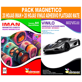 Pack 20 hojas Iman 0,40mic + 20 hojas Vinilo Plateado Matte