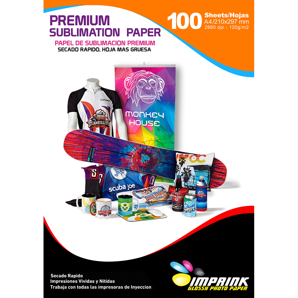 CAJA 20 RESMAS!! Papel Para Sublimacion Premium  MAS GRUESO A4/120g Resma  De 100 Hojas  Secado Rápido