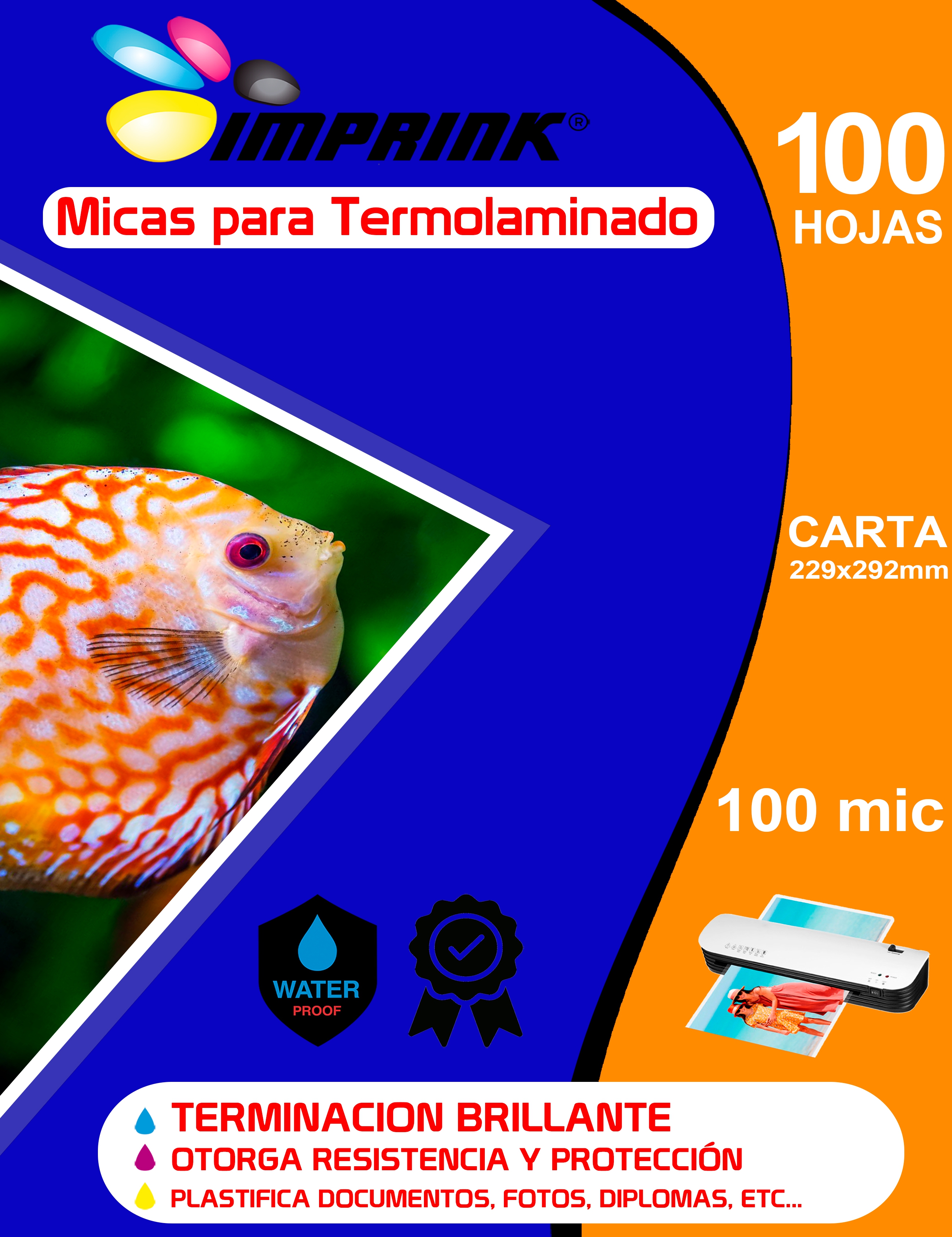 CAJA 10 RESMAS!! 100 Micas Para Termolaminadora Plastificadora Carta 100mic para Laminado