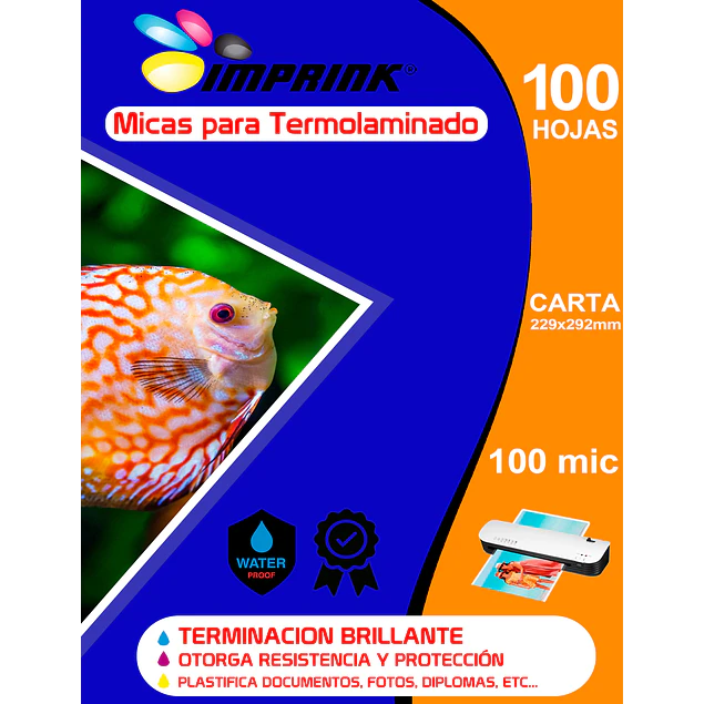 CAJA 10 RESMAS!! 100 Micas Para Termolaminadora Plastificadora Carta 100mic para Laminado