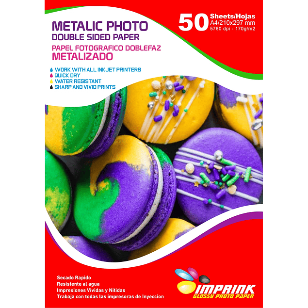 CAJA 20 RESMAS!! Papel Fotografico Doblefaz METALIZADO Premium A4 de 170gr/50 hojas