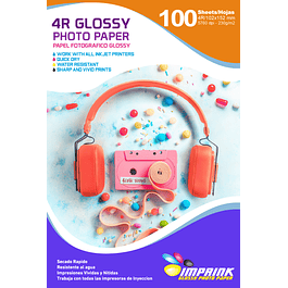 CAJA 20 RESMAS!! Papel Fotografico Glossy 10x15 4R (102x152 mm) similar A6 230g / 100 Hojas