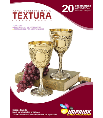 CAJA 20 RESMAS!! Papel Adhesivo Matte TEXTURA : Cream Wave A4/100g/20 Hojas
