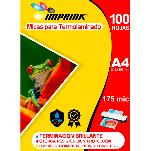 CAJA 10 RESMAS!! 100 Micas Para Termolaminadora Plastificadora tamaño A4 175 MICRONES   para Laminado