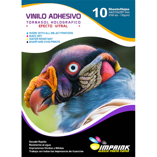 CAJA 20 RESMAS!! Vinilo Tornasol Adhesivo Holografico Efecto Vitral  A4/10 hojas