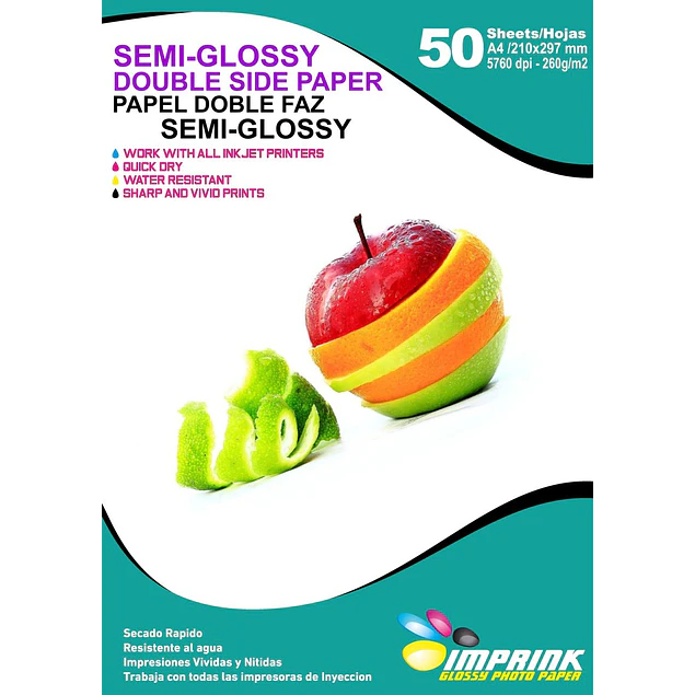   CAJA 20 RESMAS!! Papel Fotografico Doble Faz Semi-glossy A4 / 260gr / 50 Hojas 