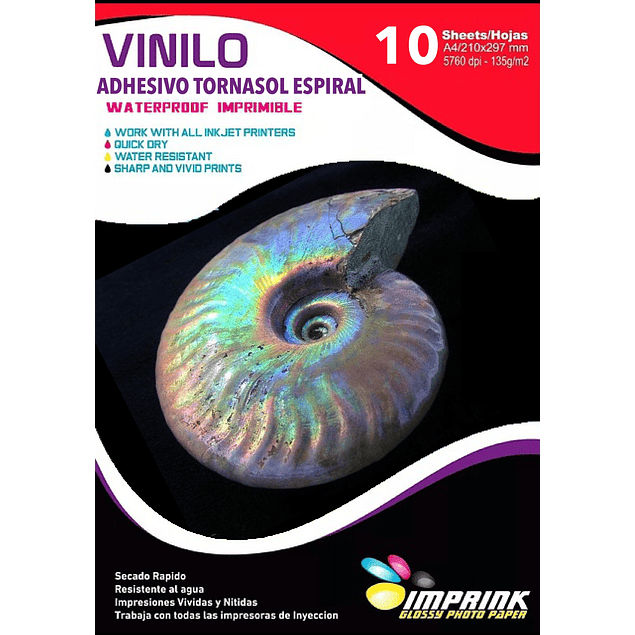 CAJA 20 RESMAS!! Vinilo Tornasol Adhesivo A4 Diseño Espiral 10 hojas 