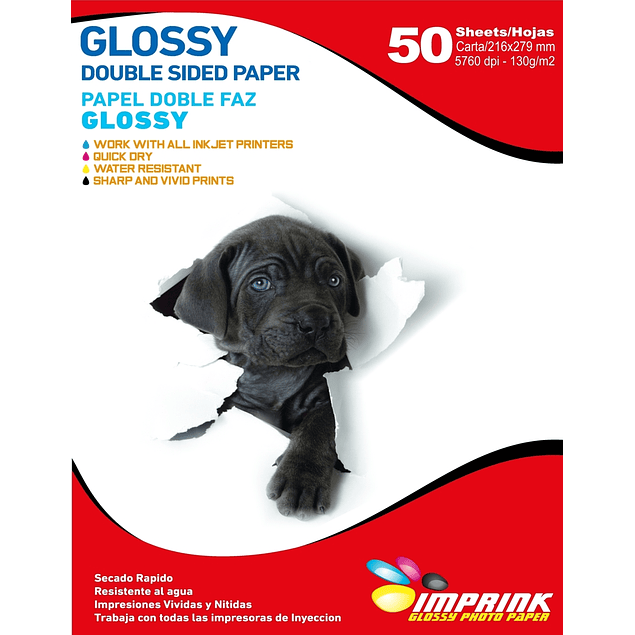 CAJA 20 RESMAS!! Papel Fotográfico Glossy Carta doble faz 130gr/50 Hojas