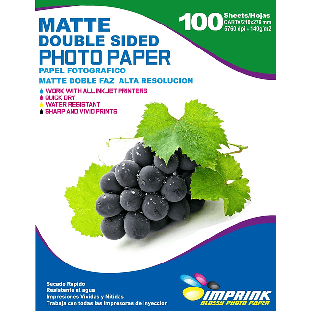 CAJA 20 RESMAS!! Papel Alta Resolución Doble Faz Matte  Carta / 140g / 100 Hojas