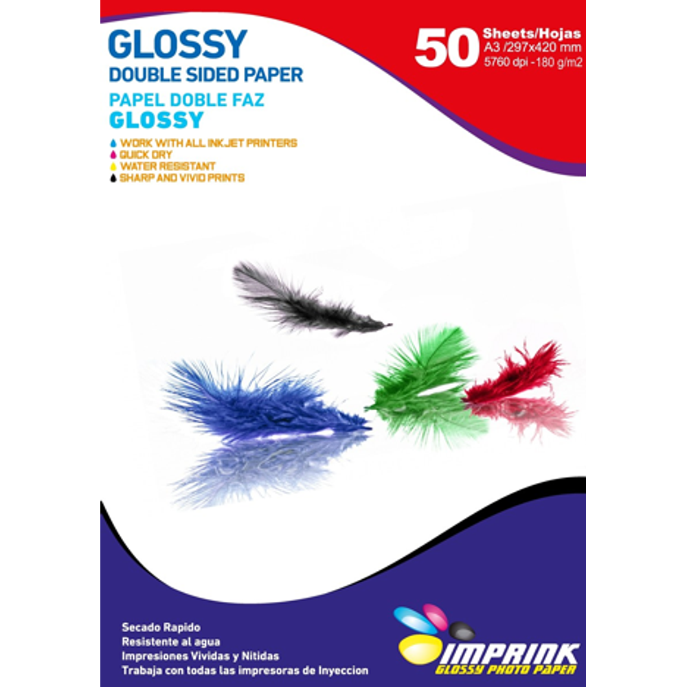 CAJA 10 RESMAS!! Papel Doble Faz Glossy Brillante A3 De 180gr/50 Hojas