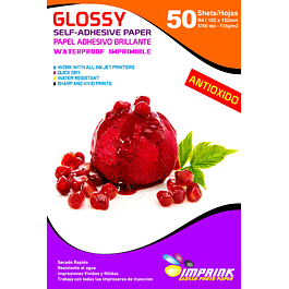 CAJA 40 RESMAS!! Papel Adhesivo Glossy Antioxido 4R 10x15 similar A6  50 Hojas Imprink