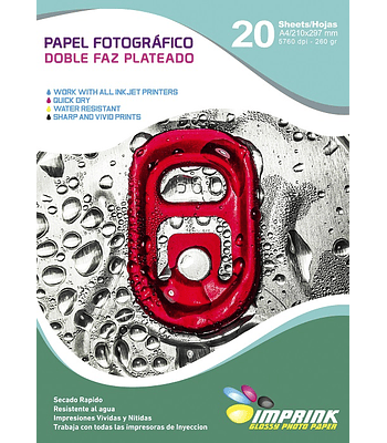 CAJA 20 RESMAS!! Papel Fotografico doble Faz Plateado  A4/260gr/20 Hojas