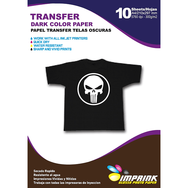 20 RESMAS!! Papel Transfer Premium Poleras O Telas Oscuras A4 10 Hojas