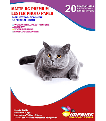 Papel Foto Premium Rc Luster A3 / 260 g / 20 Hojas