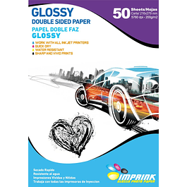 Papel Fotográfico Doble Faz Glossy Carta 200g / 50hojas