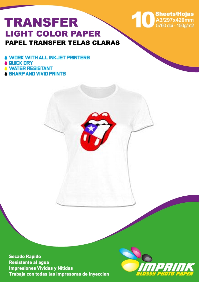 10 Hojas de Papel Transfer para Camisetas Blancas y Telas de